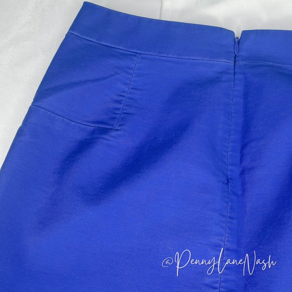 J.Crew Double Serge Cotton A Line Mini Skirt Size 4 Brilliant Blue - Picture 6 of 10